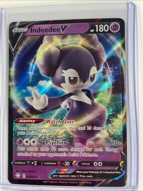 Pokemon Indeedee V Holographic Purple Pink Blue Card